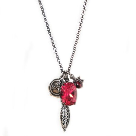 Another Story Necklace - Gunmetal & Red