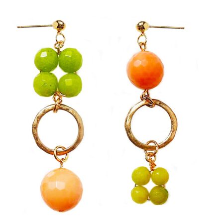 Limit-ed Bamboo Coral & Lime Asymmetric Earrings
