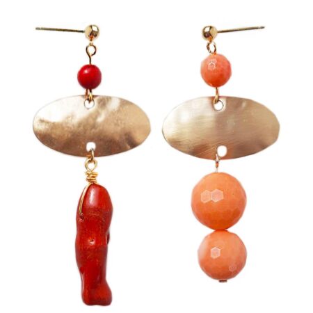 Limit-ed Bamboo & Red Coral Semi-Precious Earrings