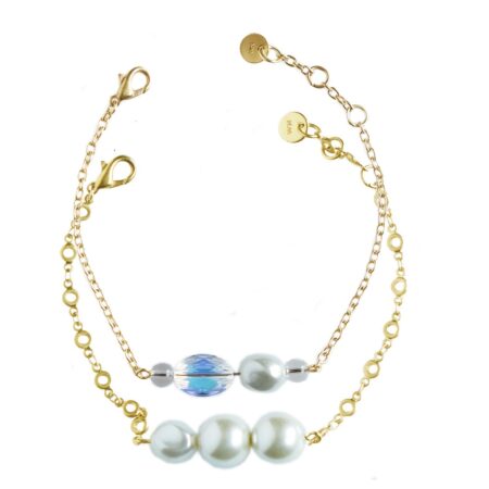 Limit-ed Pearl Duo Bracelet - White Pearl & Gold