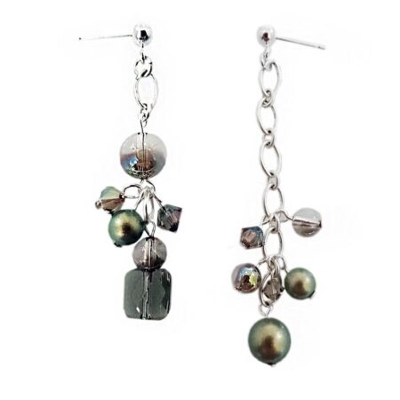 Of Two Halves Earrings - Iridescent Green