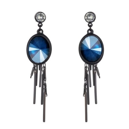 Oval Cluster Earrings - Blue