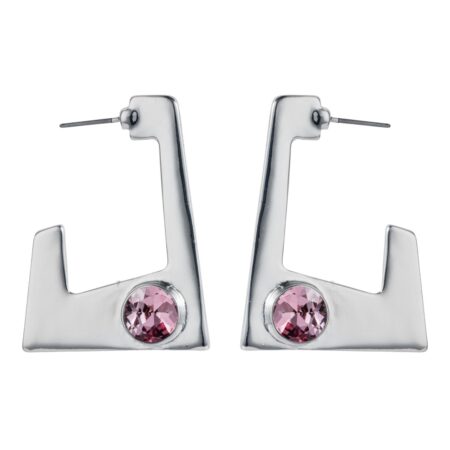 Trapezium Earrings - Silver with Antique Rose