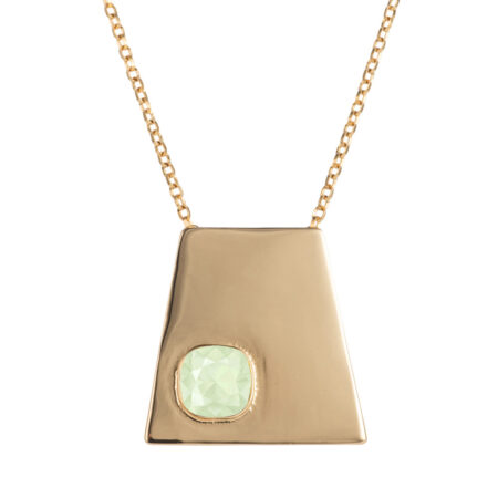 Trapezium Necklace - Gold with Powder Green