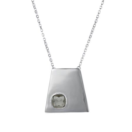 Trapezium Necklace - Silver with Black Diamond