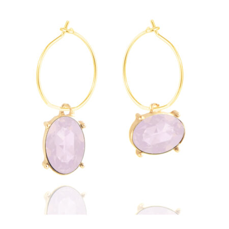 Any Which Way Earring - Gold with Rose Opal