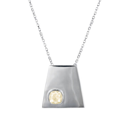 Trapezium Necklace - Silver with Nude